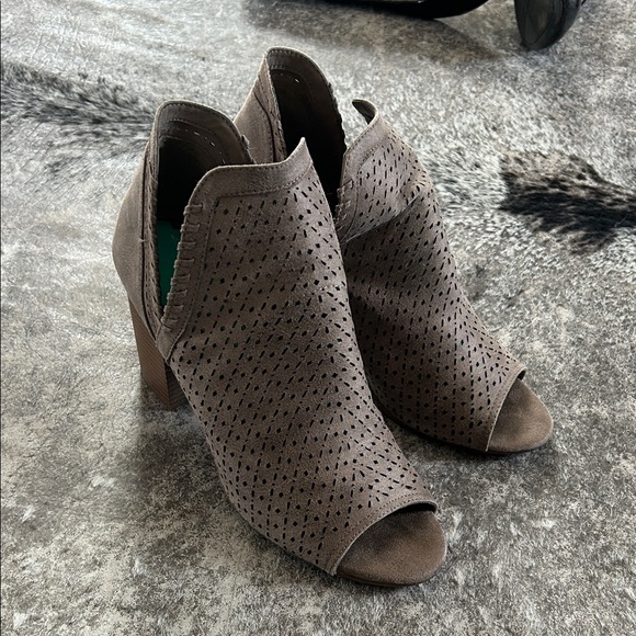 Fergalicious Shoes - Fergalicious Taupe Peep-Toe Ankle Booties
